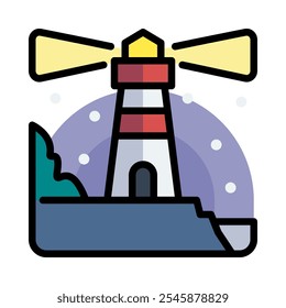 Lighthouse vector illustration in cartoon style, for tourism and holiday.
