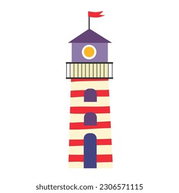 Lighthouse, vector illustration  in cute flat design.