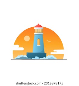 lighthouse vector illustration design in cartoon stylelighthouse vector illustration design