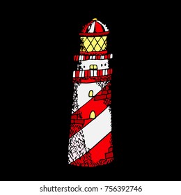 Lighthouse vector illustration. Doodle style. Design, print, logo, decor, textile, paper