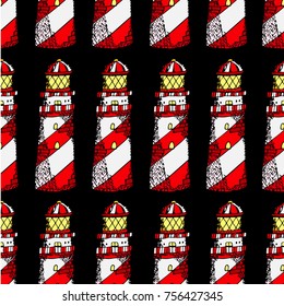 Lighthouse vector illustration. Doodle style. Design, print, logo, decor, textile, paper