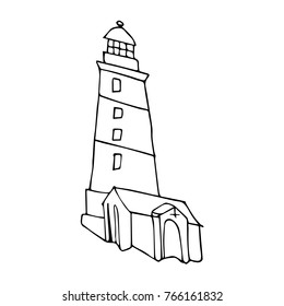 Lighthouse vector illustration. Doodle style. Design, print, decor, textile, paper