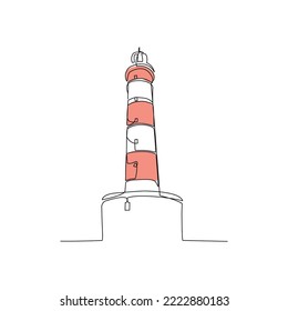 Lighthouse vector illustration drawn in line art style