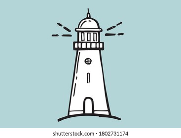 Lighthouse vector illustration hand drawn style.