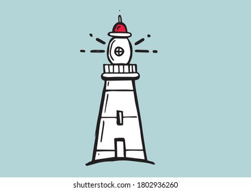 Lighthouse vector illustration hand drawn style.