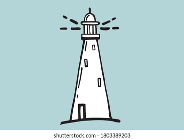 Lighthouse vector illustration hand drawn style.