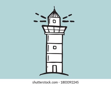 Ilustración vectorial de faro estilo dibujado a mano.