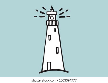 Lighthouse vector illustration hand drawn style.