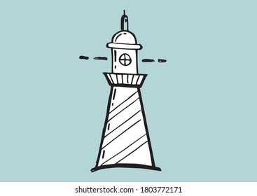 Lighthouse vector illustration hand drawn style.