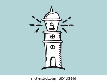 Lighthouse vector illustration hand drawn style.