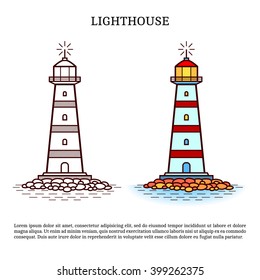 Lighthouse. Lighthouse vector illustration. Lighthouse  isolated on white background.
