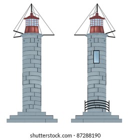 lighthouse. vector illustration isolated on white. mesh
