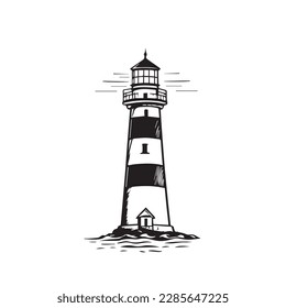 Lighthouse vector illustration on a white background. Vector illustration silhouette svg. svg