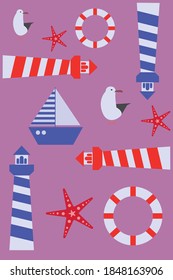 Lighthouse  vector illustration pattern art