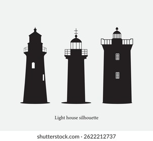 lighthouse vector illustration silhouette set