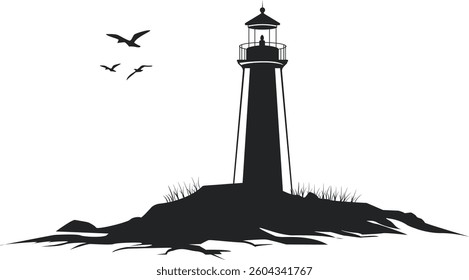 Lighthouse Vector Image, Flat Design, Decoration 