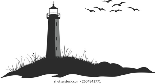Lighthouse Vector Image, Flat Design, Decoration 