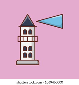 lighthouse vector line flat icon