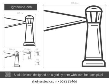 Lighthouse vector line icon isolated on white background. Lighthouse line icon for infographic, website or app. Scalable icon designed on a grid system.