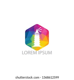 Lighthouse vector logo design. Lighthouse icon logo design vector template illustration.
