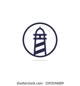 Lighthouse vector logo design. Lighthouse icon logo design vector template illustration.