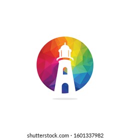 Lighthouse vector logo design. Lighthouse icon logo design vector template illustration.	
