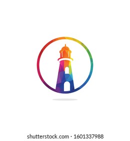 Lighthouse vector logo design. Lighthouse icon logo design vector template illustration.	