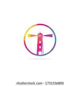 Lighthouse vector logo design. Lighthouse icon logo design vector template illustration.