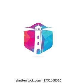 Lighthouse vector logo design. Lighthouse icon logo design vector template illustration.
