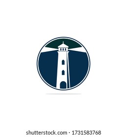 Lighthouse vector logo design. Lighthouse icon logo design vector template illustration.