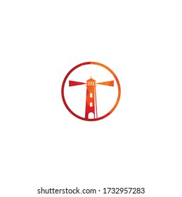 Lighthouse vector logo design. Lighthouse icon logo design vector template illustration.	
