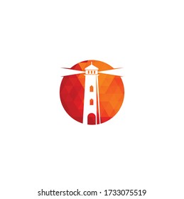 Lighthouse vector logo design. Lighthouse icon logo design vector template illustration.	
