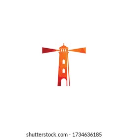 Lighthouse vector logo design. Lighthouse icon logo design vector template illustration.	