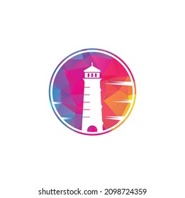 Lighthouse vector logo design. Waves and Lighthouse icon logo design vector template illustration.