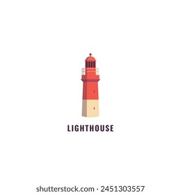 Lighthouse vector logo, watchtower clipart badge, isolated vector flat beacon icon concept 