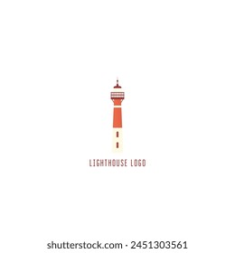 Lighthouse vector logo, watchtower clipart badge, isolated vector flat beacon icon concept 