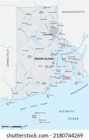 Lighthouse Vector Map of Rhode Island, United States