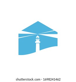 Lighthouse vector marine vintage labels. Lighthouses and ocean waves retro nautical logos set. Lighthouse and beacon building in sea illustration