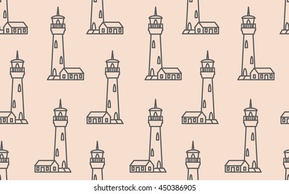 Lighthouse vector seamless pattern background