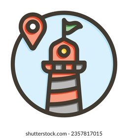Lighthouse Vector Thick Line Filled Colors Icon For Personal And Commercial Use.

