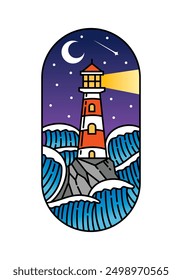 lighthouse view at sea illustration