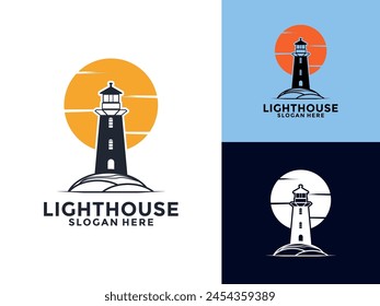  Lighthouse vintage premium minimalism vector logo design, Lighthouse logo design icon