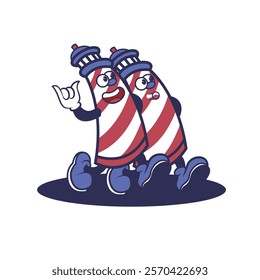 Lighthouse vintage type mascot logo illustration walking 