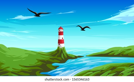 lighthouse water lack travel sea vector