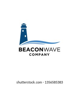 Lighthouse with wave logo design template vector illustration vector 