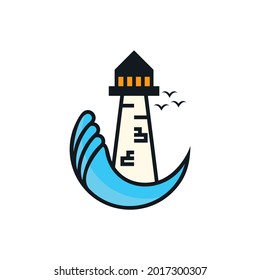  Lighthouse Wave Ocean Nature Business Logo