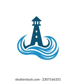 Logo creativo de Lighthouse Wave Sea