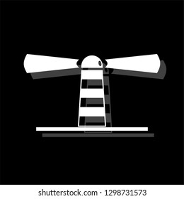 Lighthouse. White flat simple icon with shadow