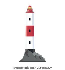 Lighthouse White Red Colors Standing On Stock Vector (Royalty Free ...