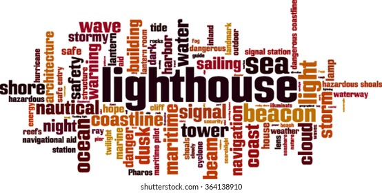 Lighthouse word cloud concept. Vector illustration